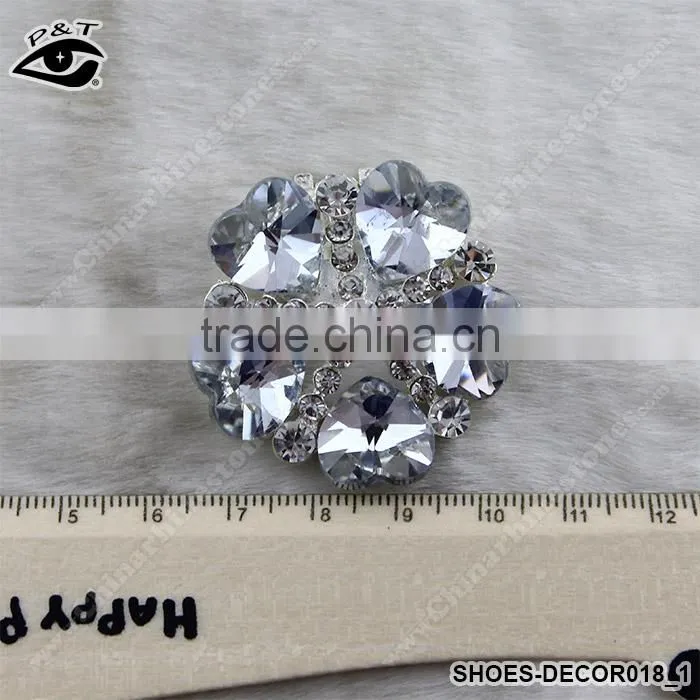 Shiny Flower Shaped Crystal Rhinestone Ornament Accessories with metal clip for high heel shoe wedding shoes