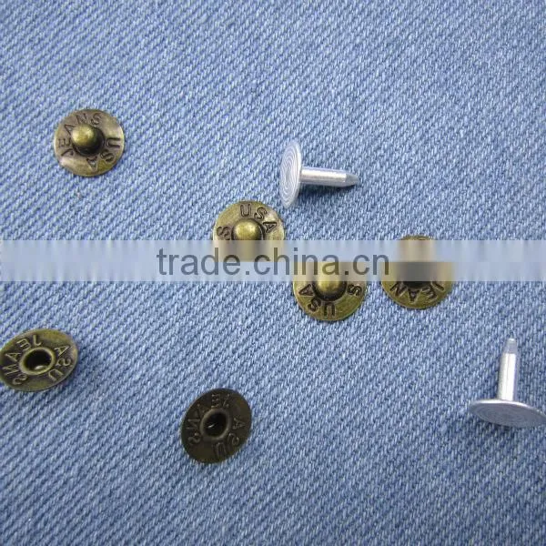 Fashion custom made metal denim jeans button rivet
