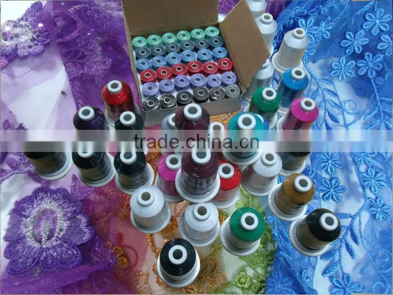 Sewing thread POLYESTER Embroidery Thread 40WT, 1,100yard MINI cones, 61colors/set with plastic box