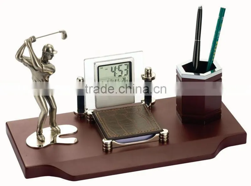 golf wood desktop for office gift clock