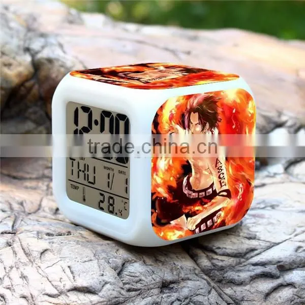 (High Quality)One Piece Colorful Clock Luffy LED Desk clock,Alarm Digital Clock,DIY Clock