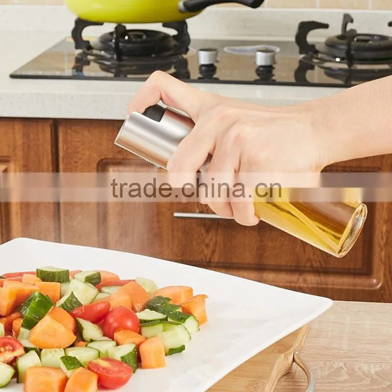 Hot sale 100ml oil bottle, stainless steel and glass olive oil mist spray bottle