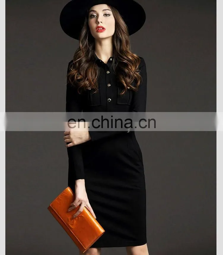 Long sleeve pocket on chest collar design high end woman communion dress