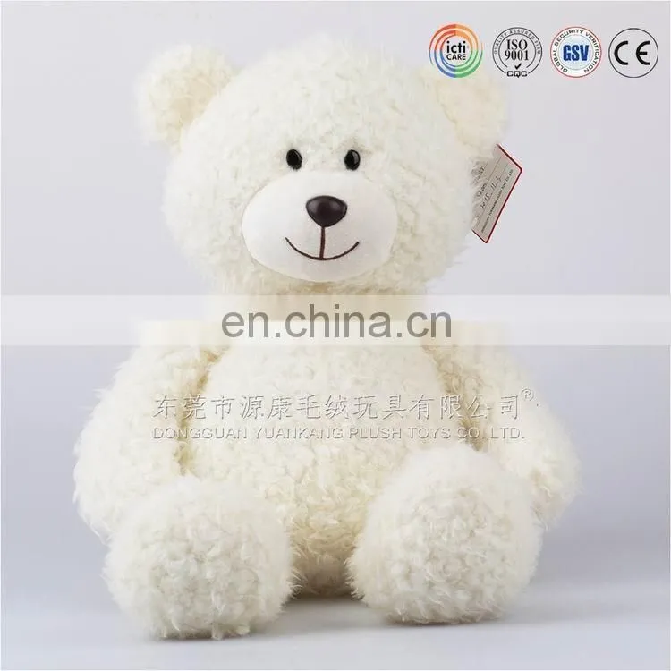 OEM/ Custom design super soft Velboa material stuffed white polar bear with scarf
