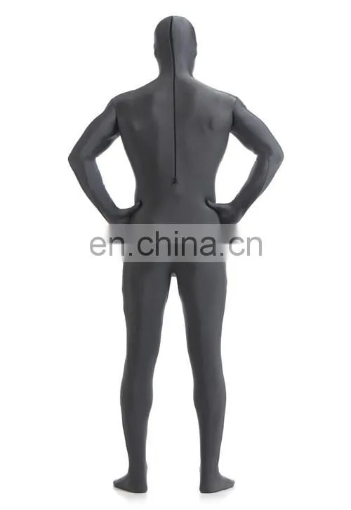 Fancy Dress Halloween Costume Grey Spandex Lycra Full Body Zentai Suit Unitard