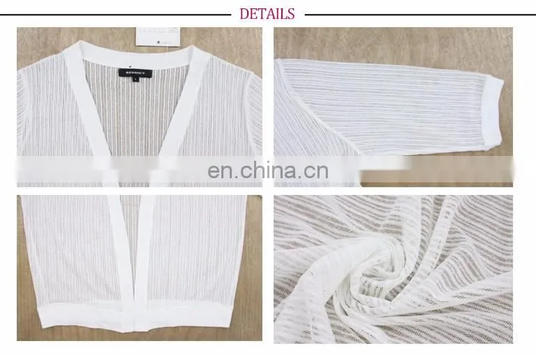 Stripe Jacquard Lace Woman Short Cardigan Bolero