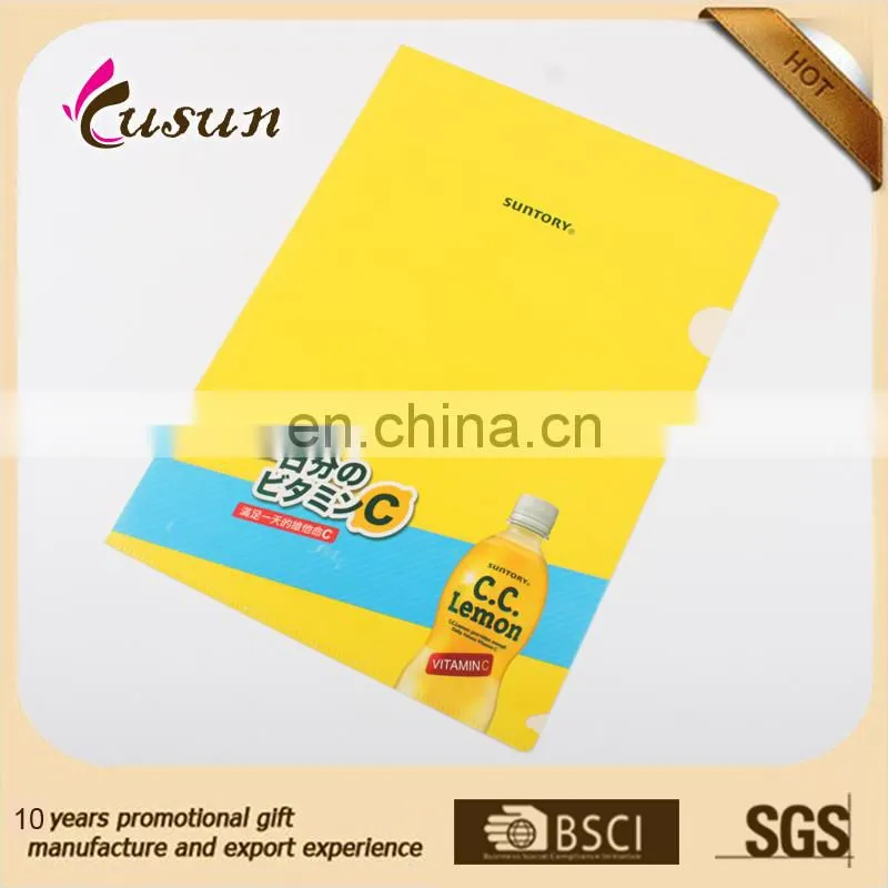 low price good quality PP A4 size L-shape plastic file folder