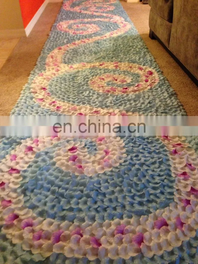Blue & White Silk Rose Petal Aisle Runner