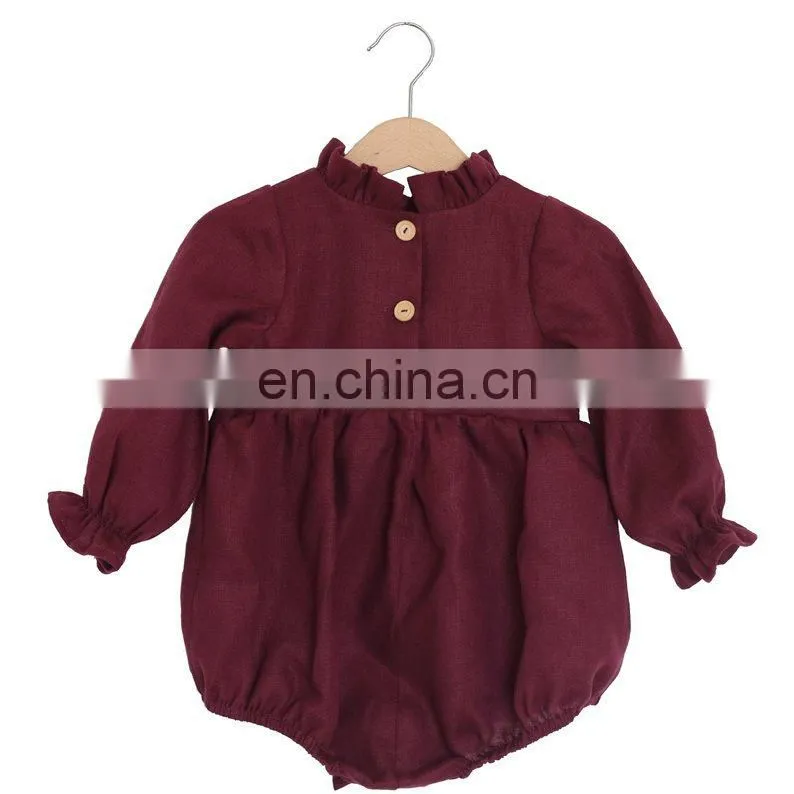 Baby Fashion Clothes Ruffle CollarPrincess Long Sleeve Linen Romper