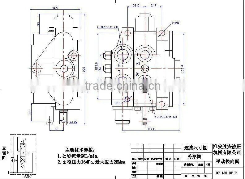 hydraulic sectional directional control valve,tractor hydraulic parts ,DF 250 series