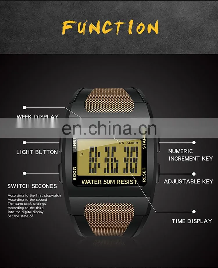 SANDA 222 Trendy High End Men's Digital Sports Watch Resin Strap Luminous Week Display Male Watches