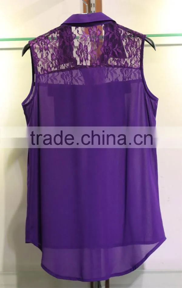 new fashion style sexy lace chiffon ladies blouse