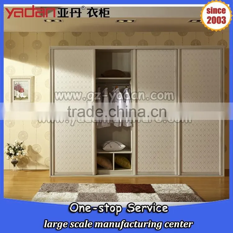 Customized gross decorated sliding door wardrobe closet bedroom furniture set