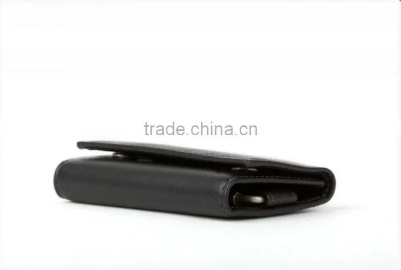 Slim and simple wholesale super-soft genuine leather tri-fold key case with key rings