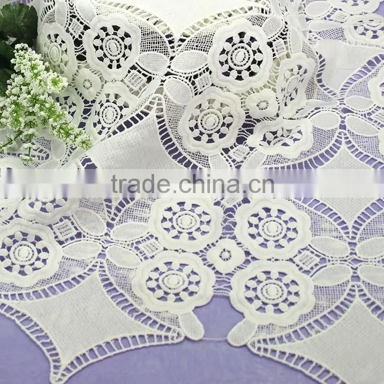 Sale high quality factory water soluble micro fiber polyester Chemical lace fabric decoration for wedding dress, apparel