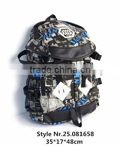 2016 fancy looking korean style pre printed canvas backpack