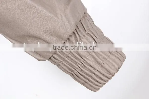 Lady's cheap stocklot leather jacket with high quality