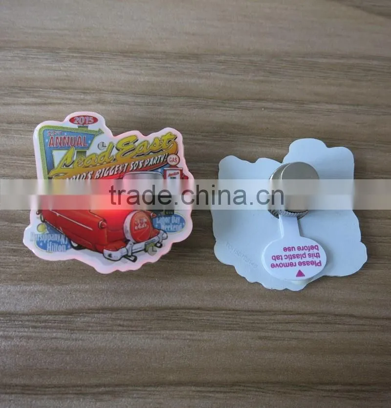 PC borad logo epoxy front switch Flahing LED brooch badges