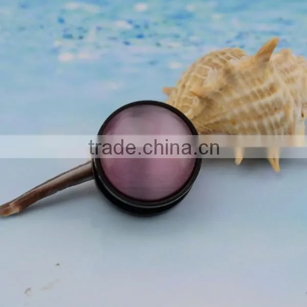 TP011448 new arrive stainless steel body piercing pink imitation cat's eye stone ear plug