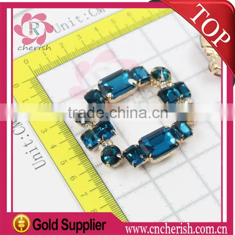 2015 high quatity square shape glass beads satin bow shoe clips