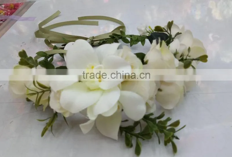 HL016 New Fashion Artificial Flowers Handmade foam head wreath for wedding garland bridal headdress