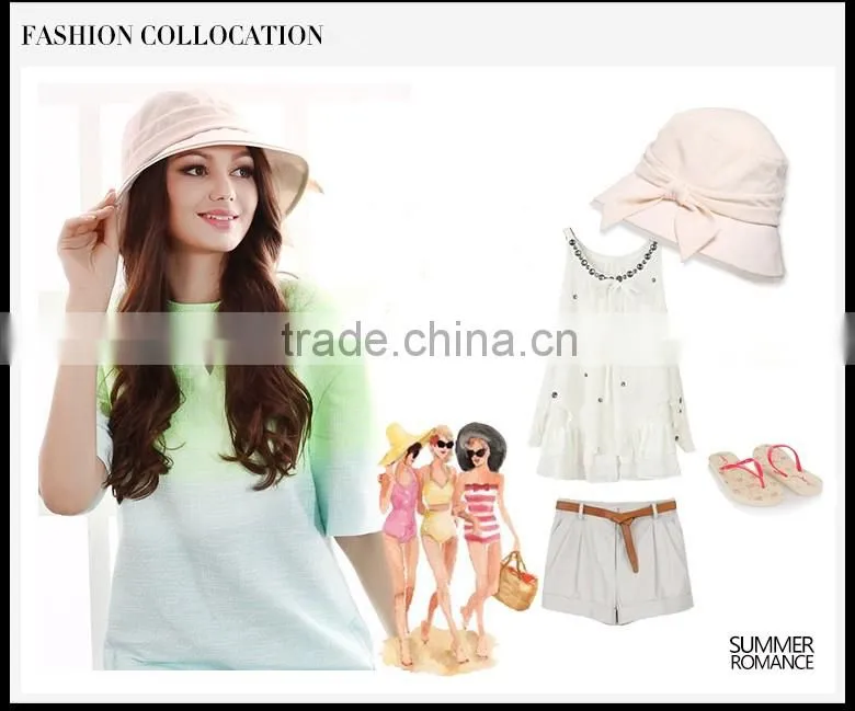 Factory Wholesale Summer Sun Hat Fashion Women Beret With Bowknot Design