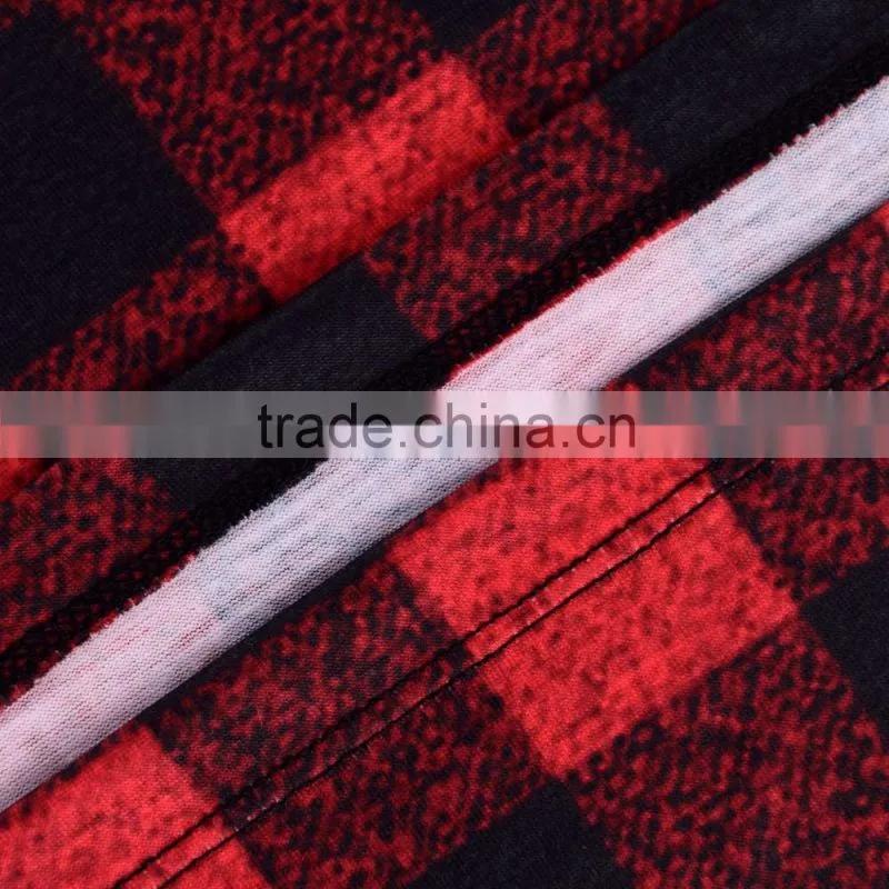 Brand New Custom 3D Printing Red Grid Plain T-shirt Softextile