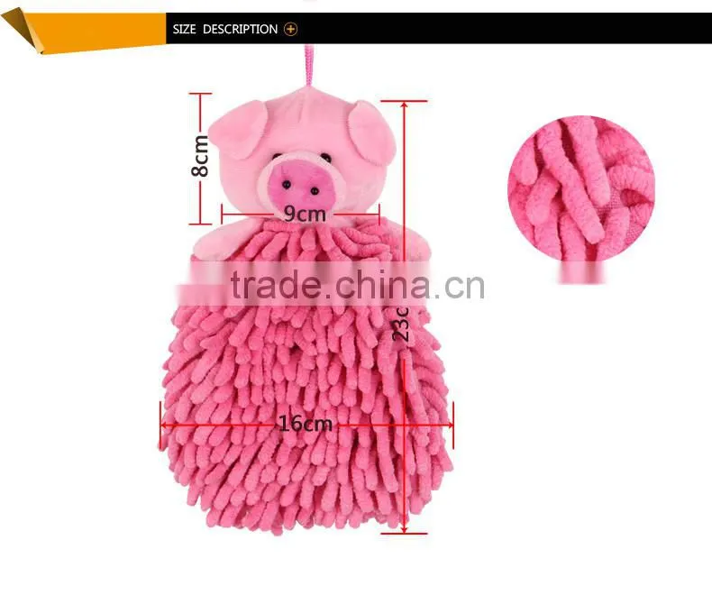 2015 good sale chenille cartoon animal hand towel