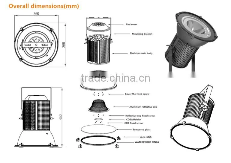 2016 China supply high lumen industrial lighting led high bay light 500W