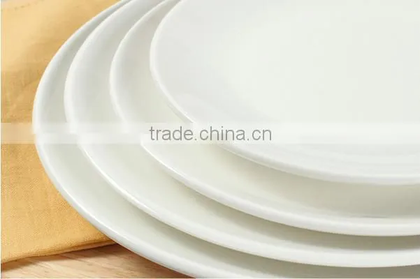 Pure White Circular Hotel Plate Beefsteak Plate Ceramic Tableware HY1671501