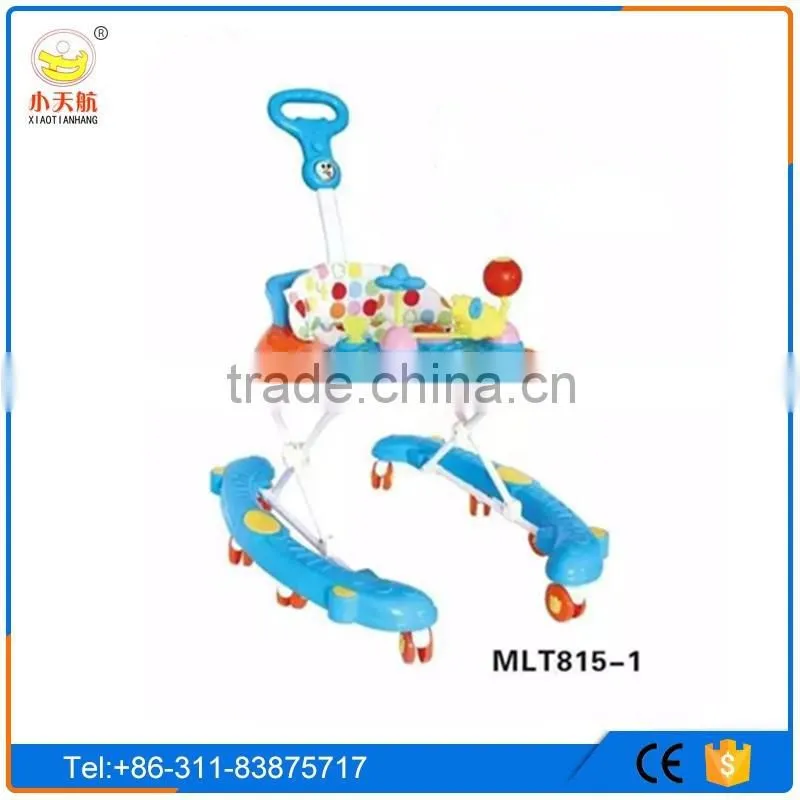 Comfort softextile rotating baby walker for sale/baby trolley walker with caster 8 swivel wheel