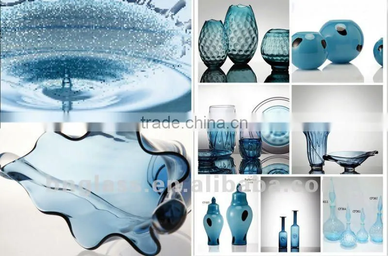 light blue color glass Bowl and Vase