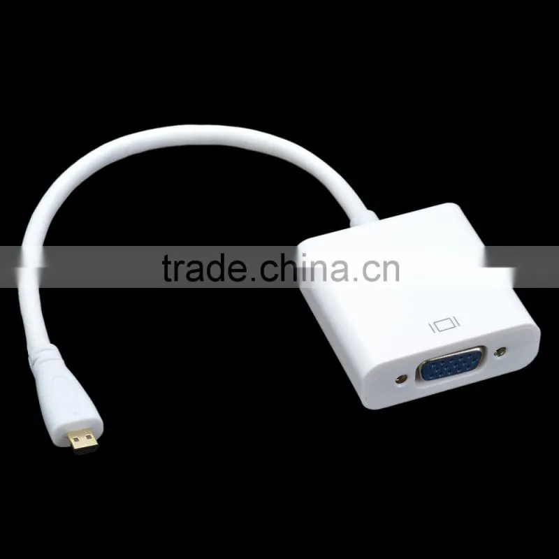 High quality Micro HDMI Male to VGA Female Cable + Bisected Audio Cable Set - White