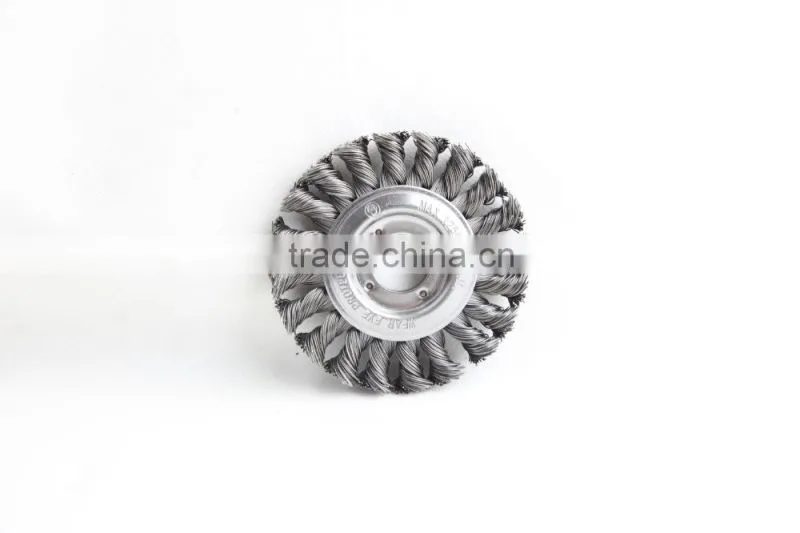 Twist knot wheel brushes with arbor hole, diameter 100mm or 4"