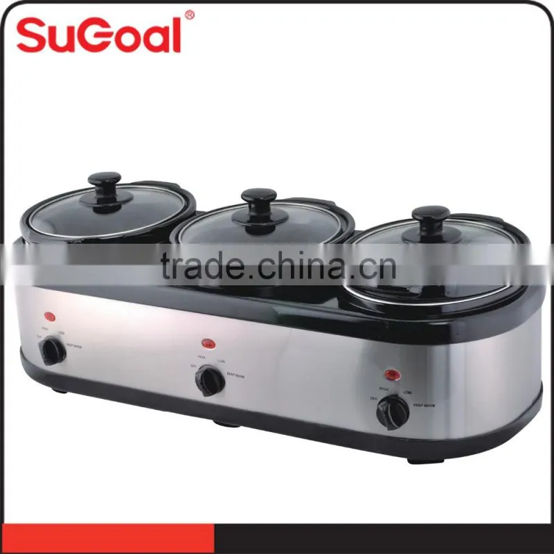 Electric panel SS body 3 in line industrial slow cooker