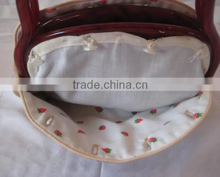 Bermuda bag, reversable purse, Vintage beige fabric handbag, bags and purses, pocket handbag