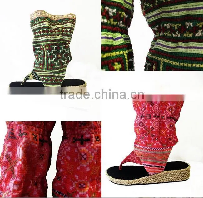 Tribal Fabric Sandals, One of a kind vegan friendly hand-dyed ethnic flip flops