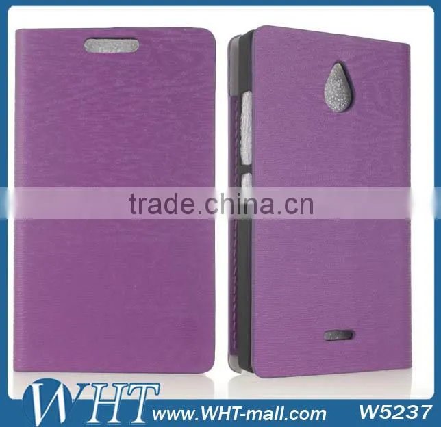 Mobile Phone Case For Nokia X2 Wooden Skin Leather Wallet Case
