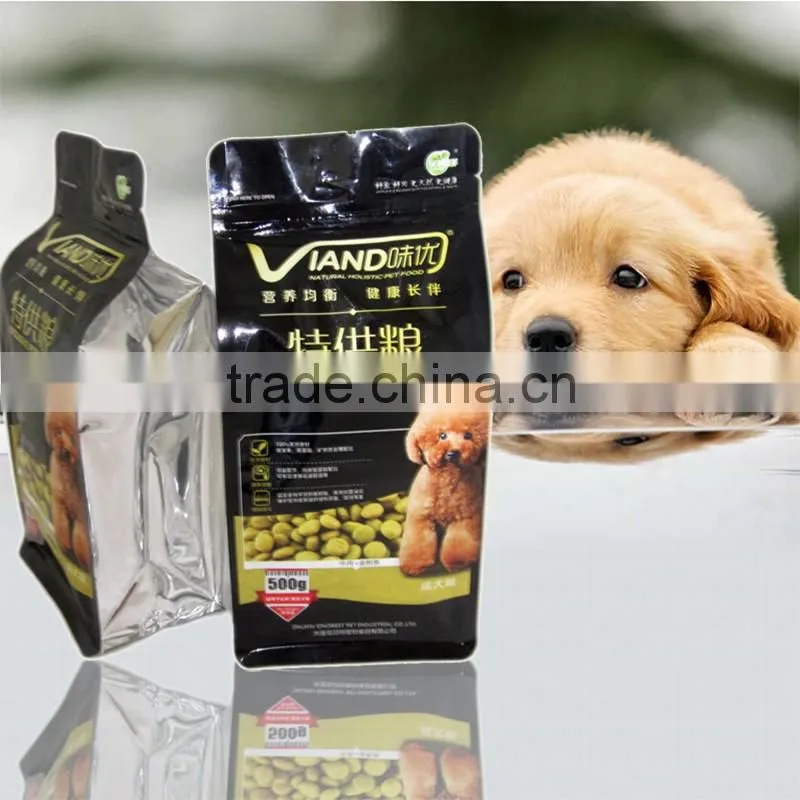 Laminated material quad seal box pouch/food grade plastic packing bag for food,petfood,coffee,tea,milk powder