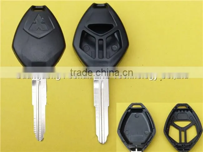 Replacement 3 Buttons With Logo Uncut Right Groove Blade Remote Blank Fob Key Case Shell For Mitsubishi Car Key