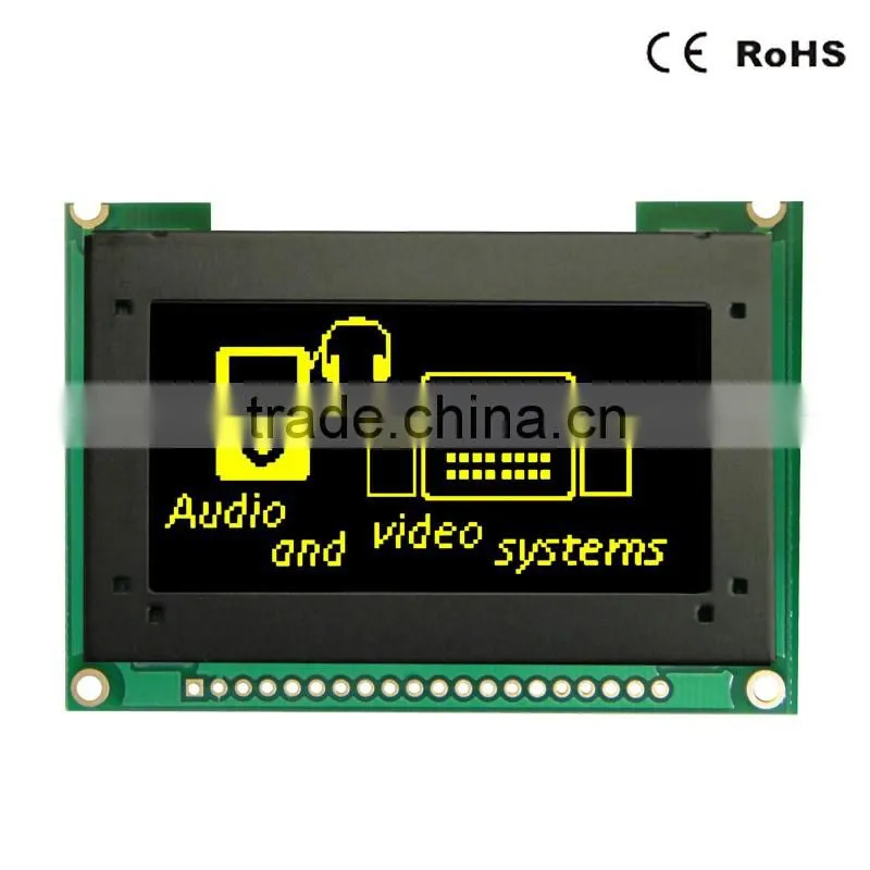 Wide viewing angle 128x64 dots with yellow Graphic OLED panel LCD display