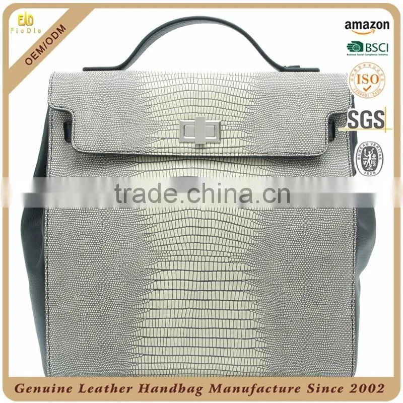 CSS728D001 Fashion Special Natural Lizard Grain Genuine Cow Leather Large Backpacks for Ladies