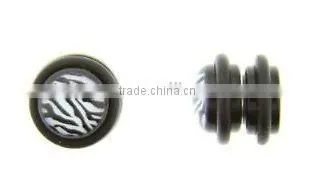 White Zebra Stripes Magnetic Fake Ear Plugs