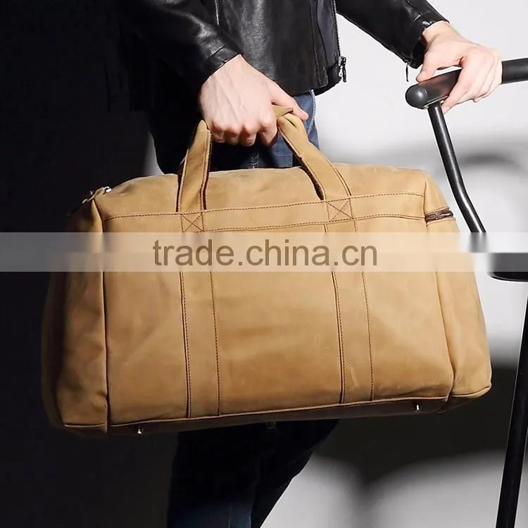 large capacity men vintage genuine leather travel bag