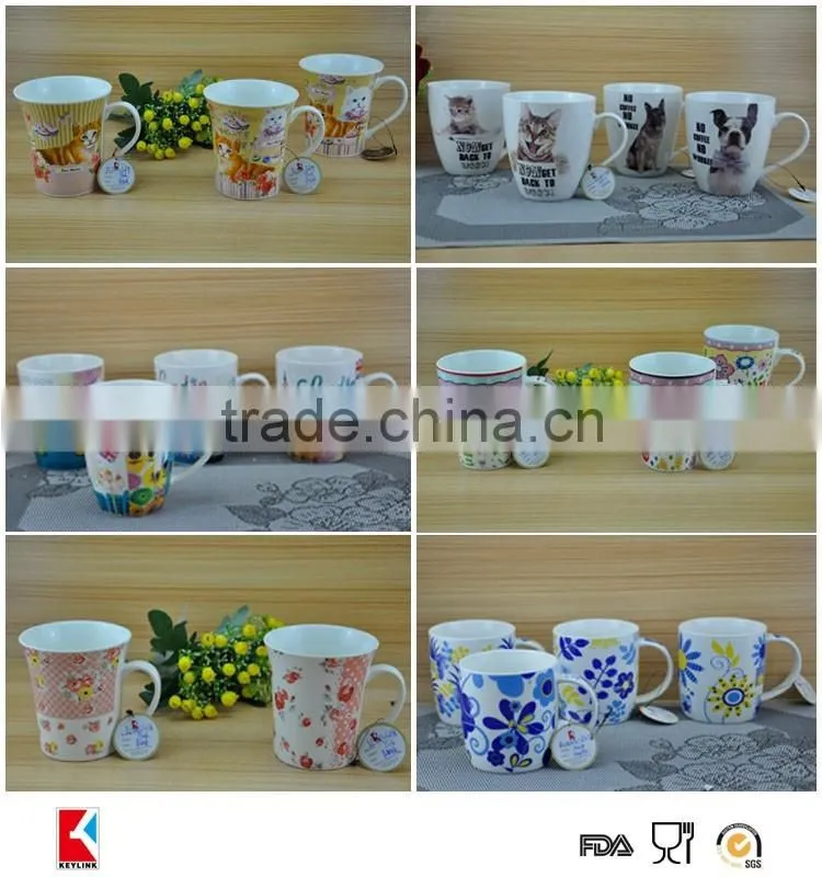 wholesale decal printed promotion gift cup white magnesia porcelain mug new bone china