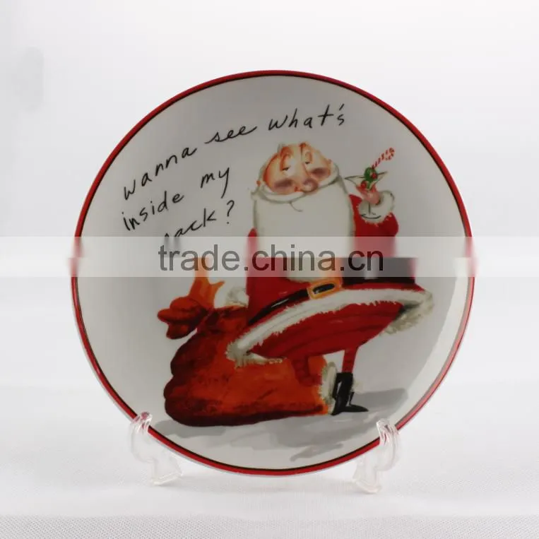 Christmas plate white porcelain dinner plate ceramic dishes wholesale