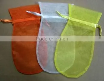 HOT SALE Pink Organza Mesh Gift Wine Bottle Packaging Pouch