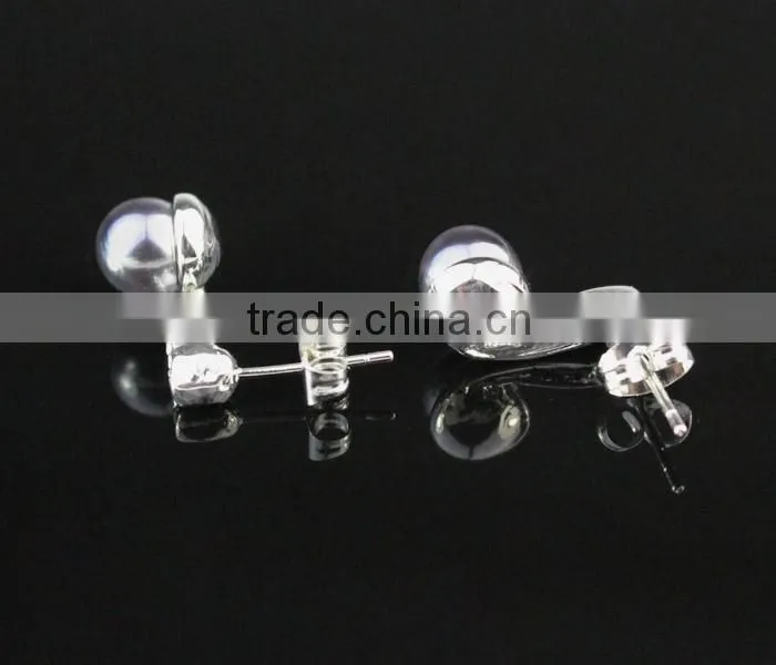 austrian crystal black pearl stud earrings