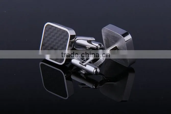 316Stainless Steel Cufflink,Square Fiber Cufflink For Men