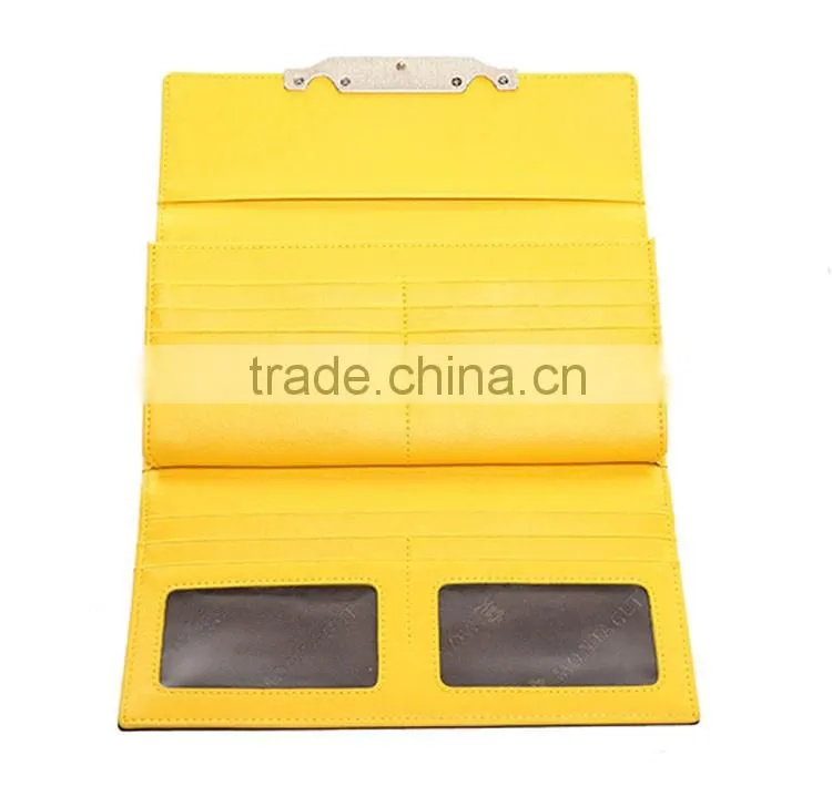 OEM design smart saffiano wallet with metal chain